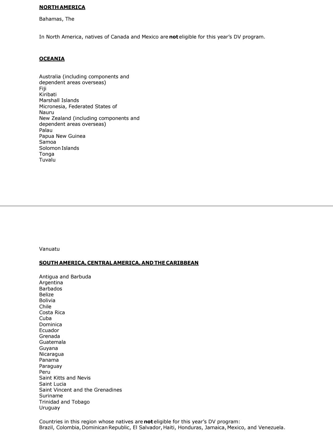 Eligible countries for DV-2025