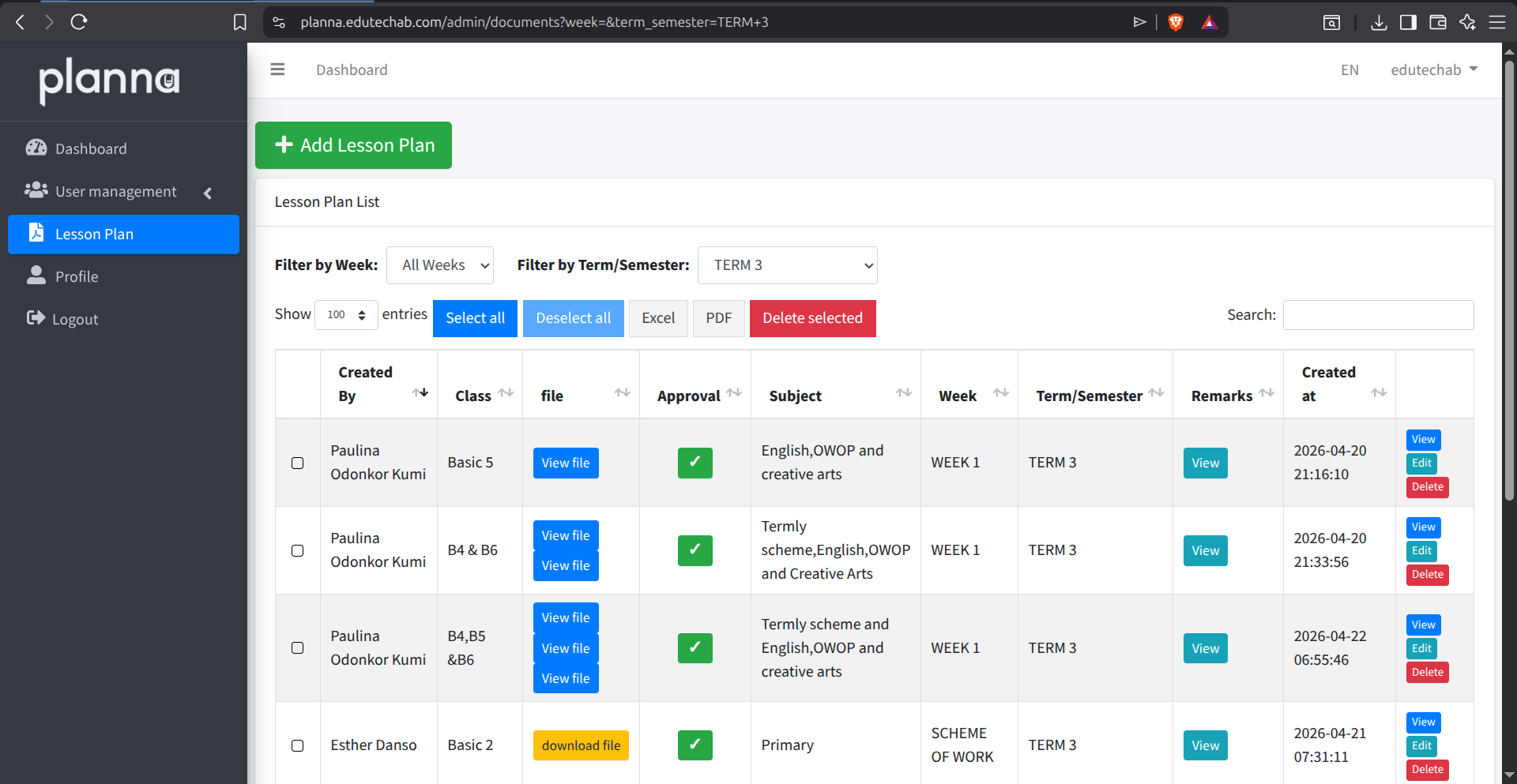 Planna headteacherteacher dashboard